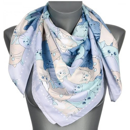 Chusta damska apaszka satynowa gawroszka KOTY na prezent MDB-29F niebieska