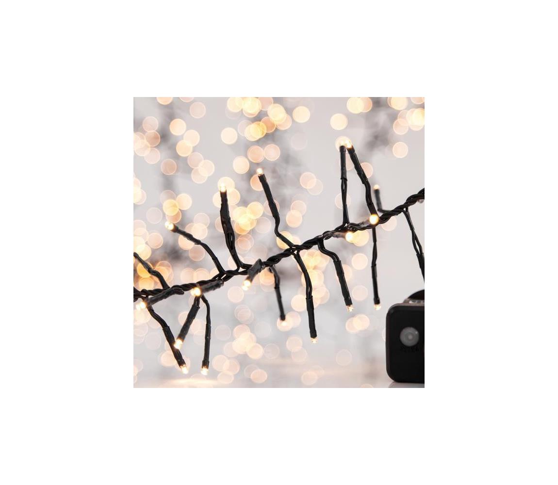 LED zewnętrzny łańcuch świąteczny CLUSTER 588 diod LED/8 funkcji 8,5 m IP44 ciepła biała