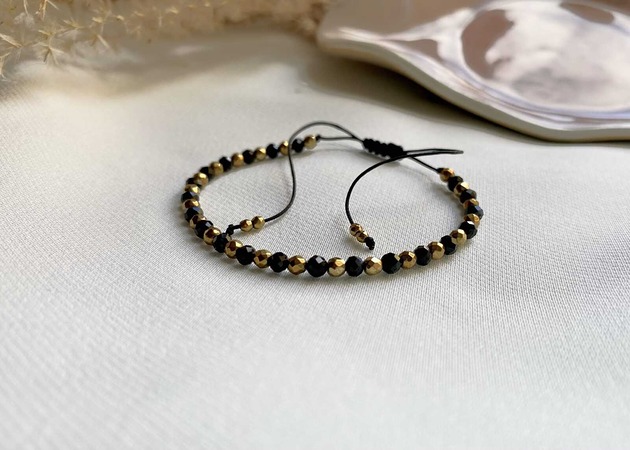 Bransoletka z Czarnym Turmalinem i Złotymi Hematytami