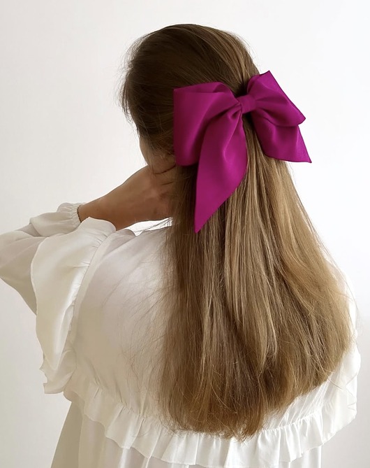 Jedwabna kokarda do wlosów Fuksja Chic