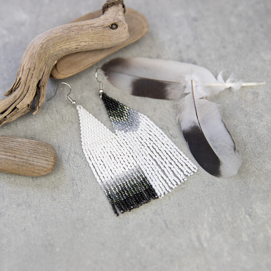 Kolczyki z koralików - kolekcja: zgubione piórko #2