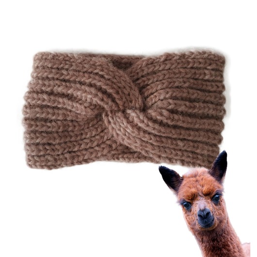 Wełniana opaska handmade z alpaki i merino, miękka, ciepła, brudny róż
