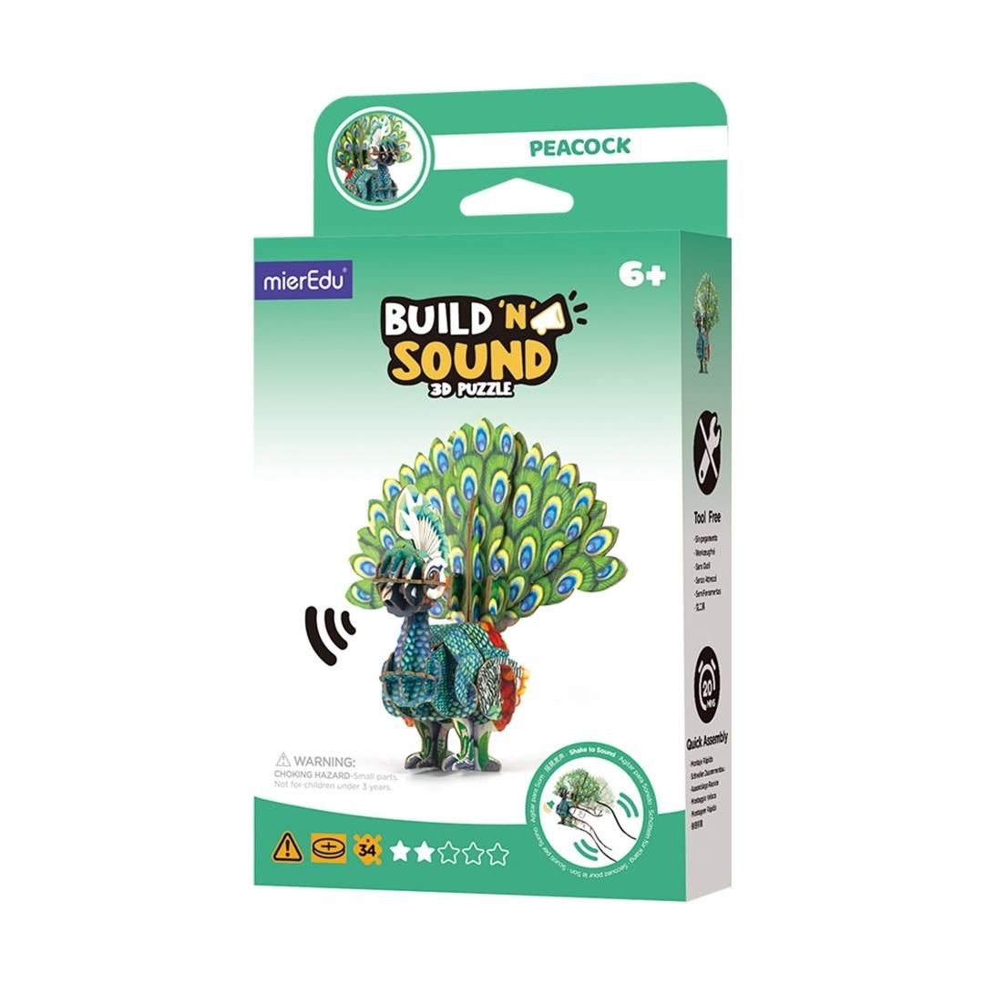 Puzzle 3d. Buduj i słuchaj - Paw mierEdu - puzzle