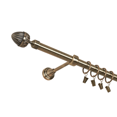 Karnisz pojedynczy 19 mm antyczny mosiądz 160 cm Odeon żabka