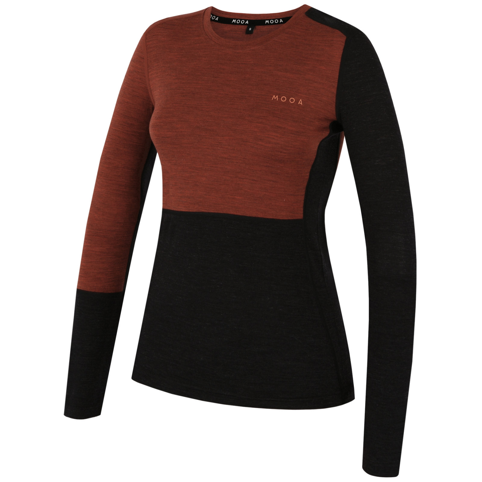 Koszulka damska MOOA MerinoSilk Block 160 long Rozmiar: M / Kolor: pomarańczowy