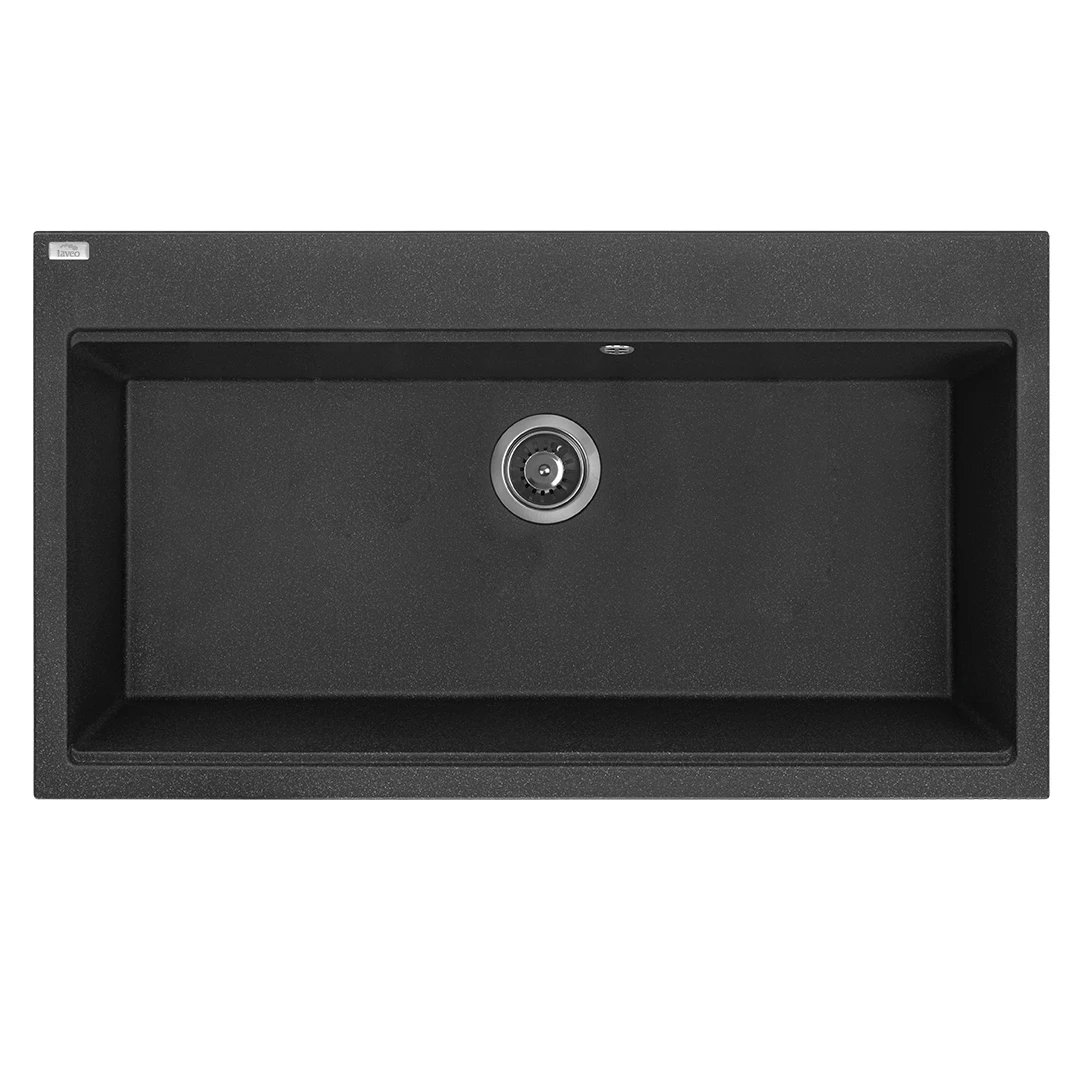 Laveo Tau Zlewozmywak granitowy jednokomorowy 50x90 cm czarny SBT_7109