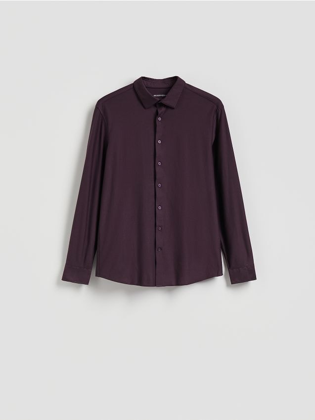 Reserved - Koszula slim fit z bawełną - fioletowy