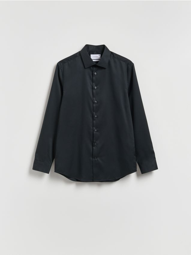 Reserved - Bawełniana koszula slim fit - czarny