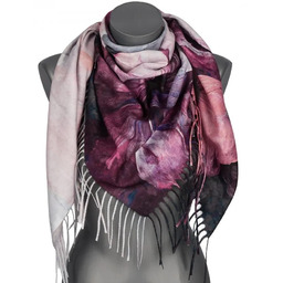 Chusta damska przejściowa KWIATEK na prezent z frędzlami RCC15-5 fioletowy