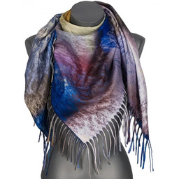 Chusta damska przejściowa OMBRE na prezent z frędzlami RCC29-8 niebieski