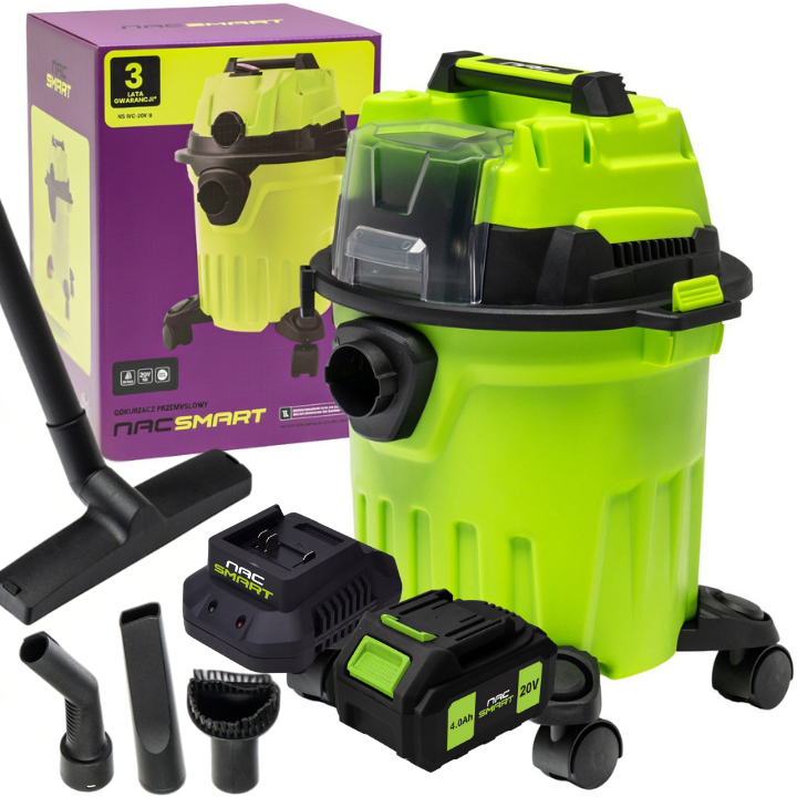 NAC SMART Odkurzacz przemysłowy 12L NS-IVC-20V-B z akumulatorem 4 Ah