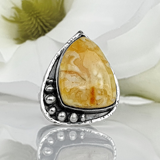 Seasalt II srebrny pierścionek z bursztynem bałtyckim