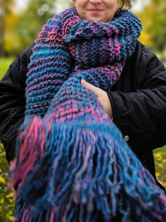 MAXCOLOR duży szal handmade kosmiczne energie