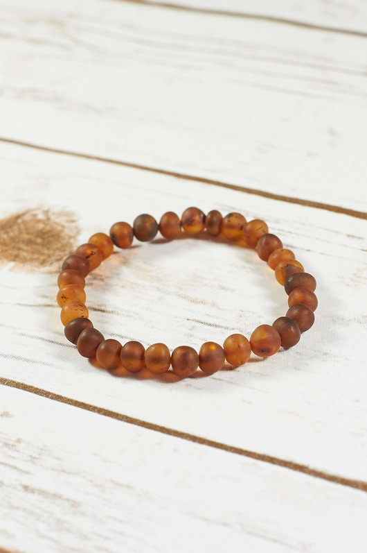 Elastyczna bransoletka z surowego bursztynu bałtyckiego