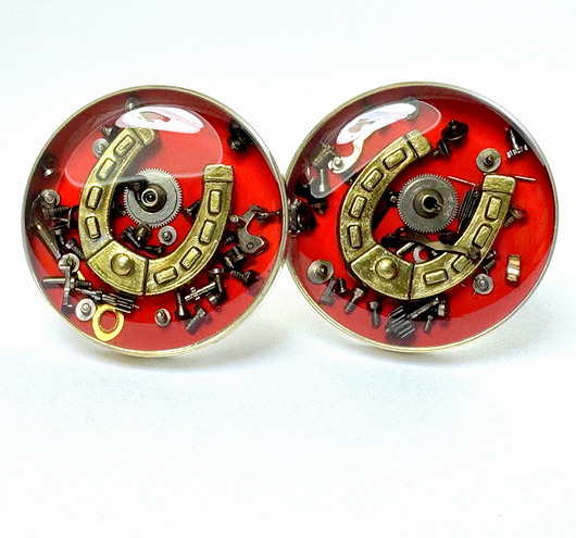 SPINKI - Podkowa (Red) - Spinki do mankietów