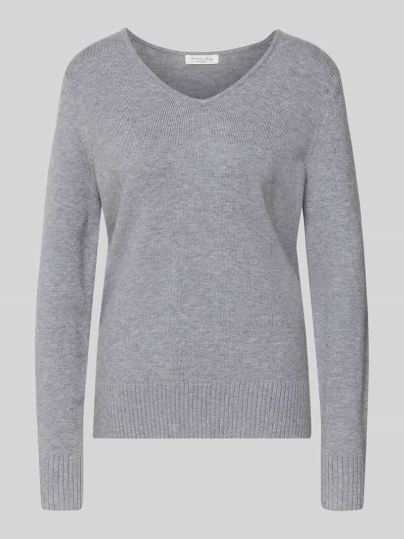 Sweter z dzianiny z mieszanki wiskozy z dekoltem w serek