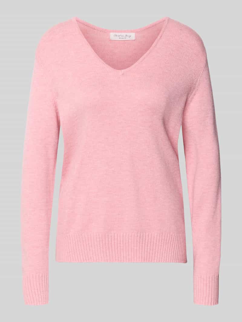 Sweter z dzianiny z mieszanki wiskozy z dekoltem w serek