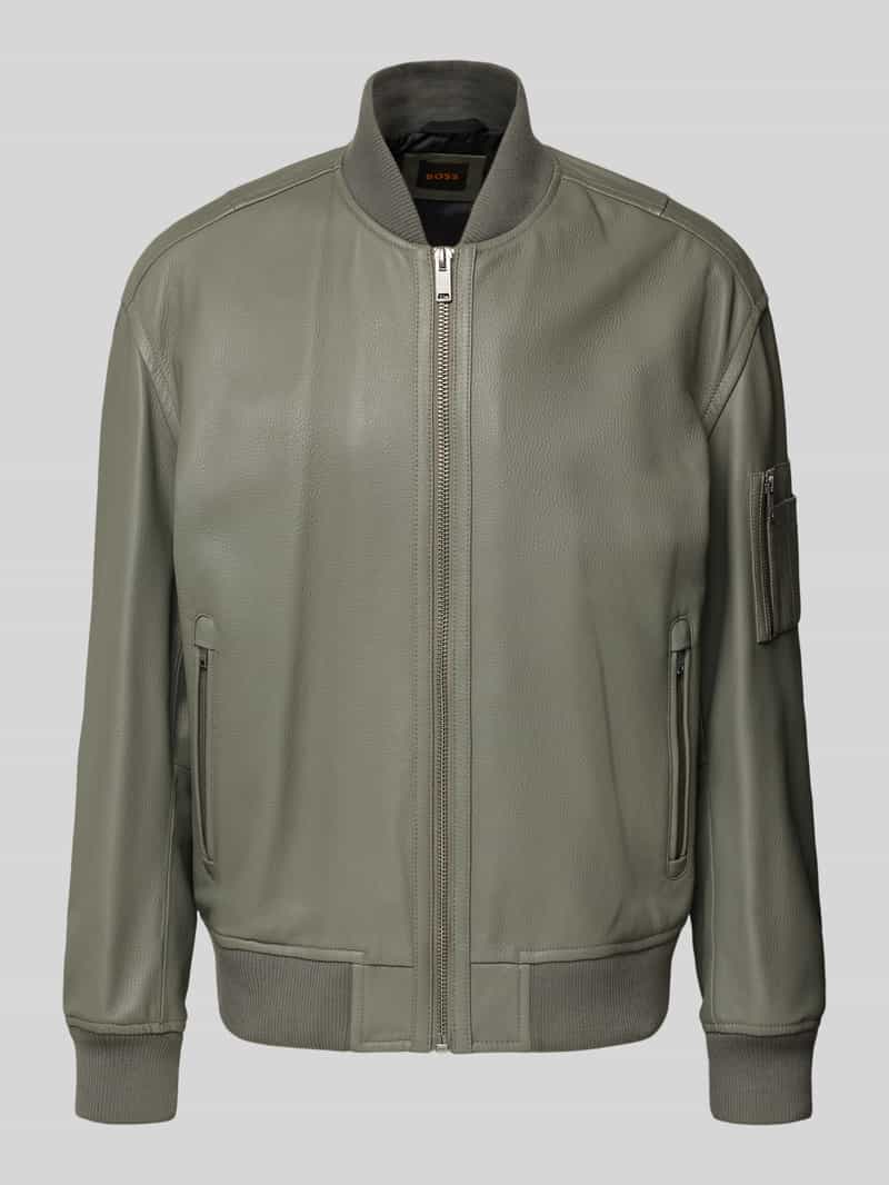 Kurtka skórzana o kroju regular fit w stylu college model ‘JAKRI’