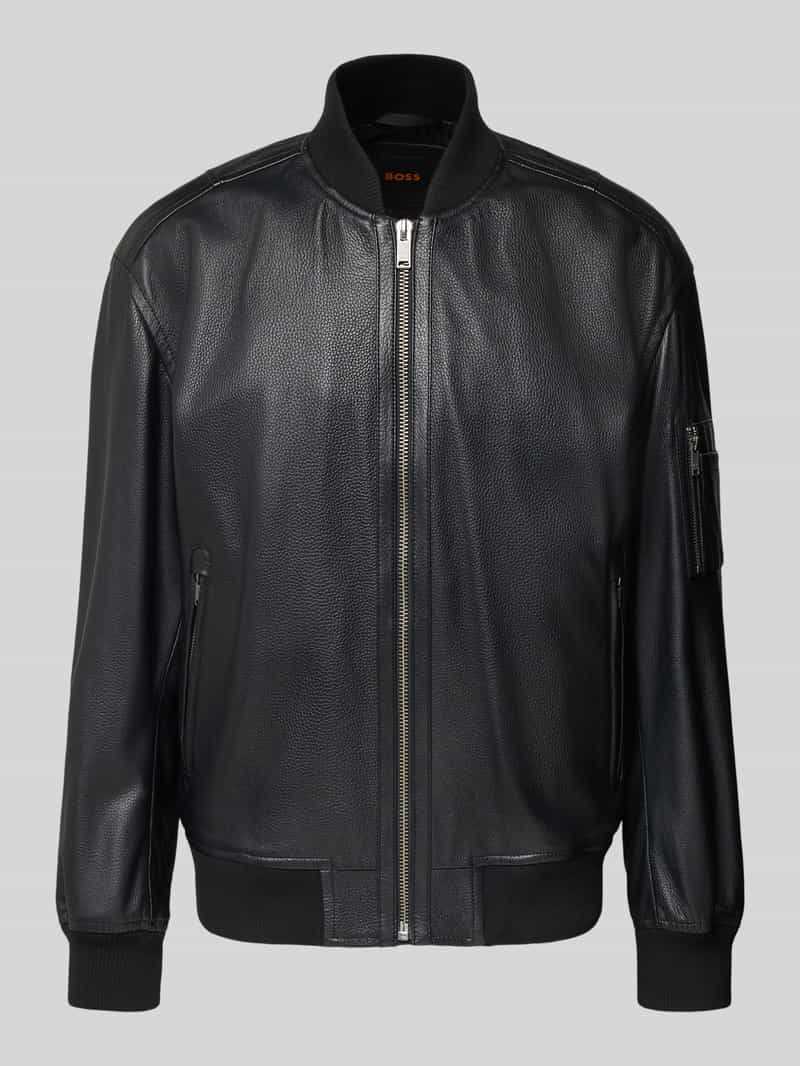 Kurtka skórzana o kroju regular fit w stylu college model ‘JAKRI’