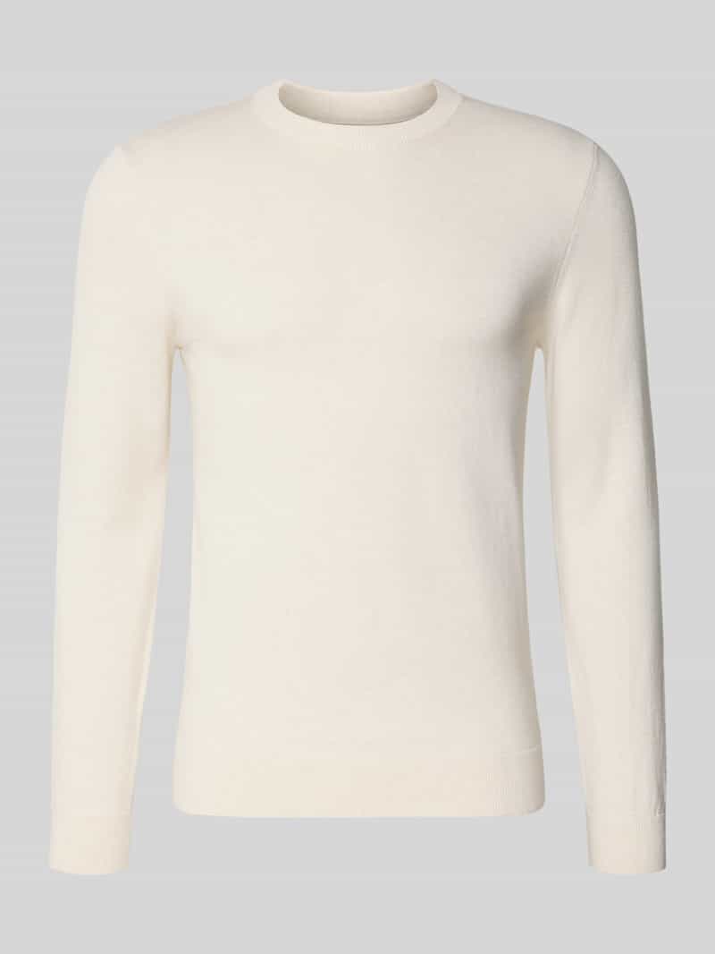 Sweter z dzianiny z mieszanki bawełny i kaszmiru z okrągłym dekoltem