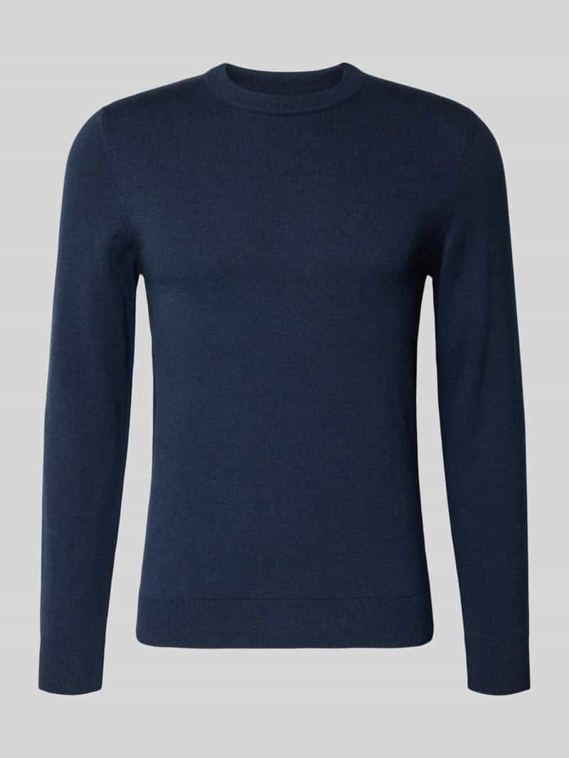 Sweter z dzianiny z mieszanki bawełny i kaszmiru z okrągłym dekoltem