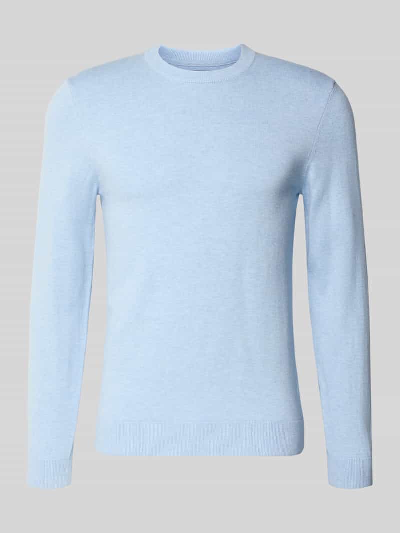 Sweter z dzianiny z mieszanki bawełny i kaszmiru z okrągłym dekoltem
