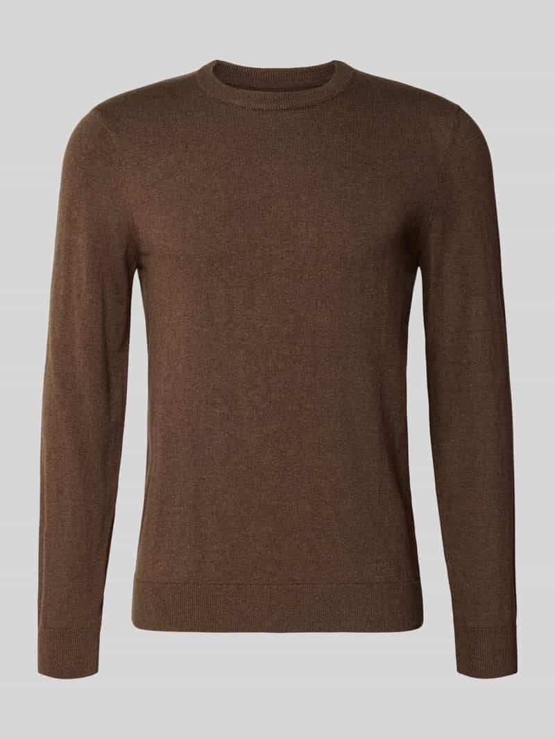 Sweter z dzianiny z mieszanki bawełny i kaszmiru z okrągłym dekoltem