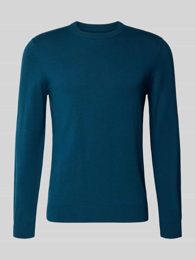 Sweter z dzianiny z mieszanki bawełny i kaszmiru z okrągłym dekoltem