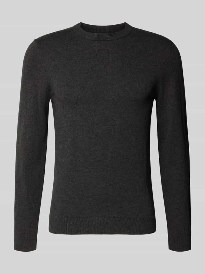 Sweter z dzianiny z mieszanki bawełny i kaszmiru z okrągłym dekoltem