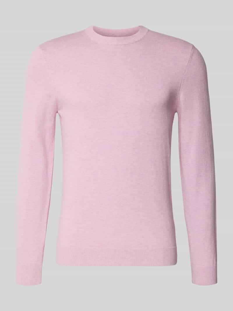 Sweter z dzianiny z mieszanki bawełny i kaszmiru z okrągłym dekoltem