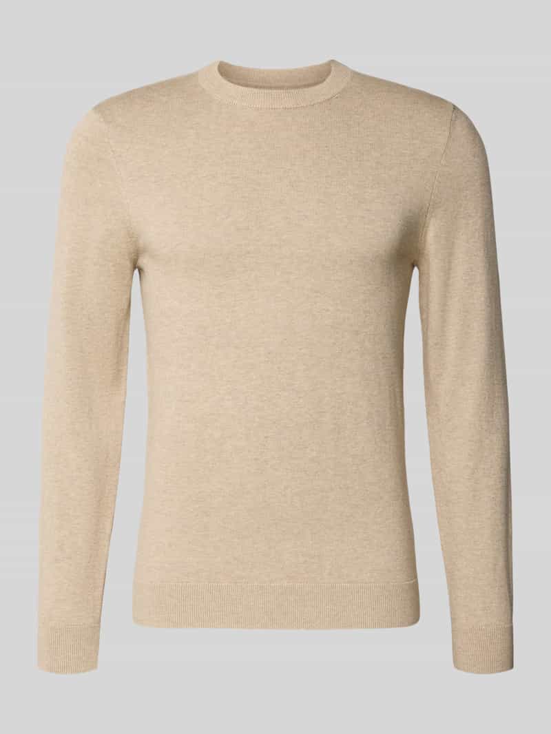 Sweter z dzianiny z mieszanki bawełny i kaszmiru z okrągłym dekoltem