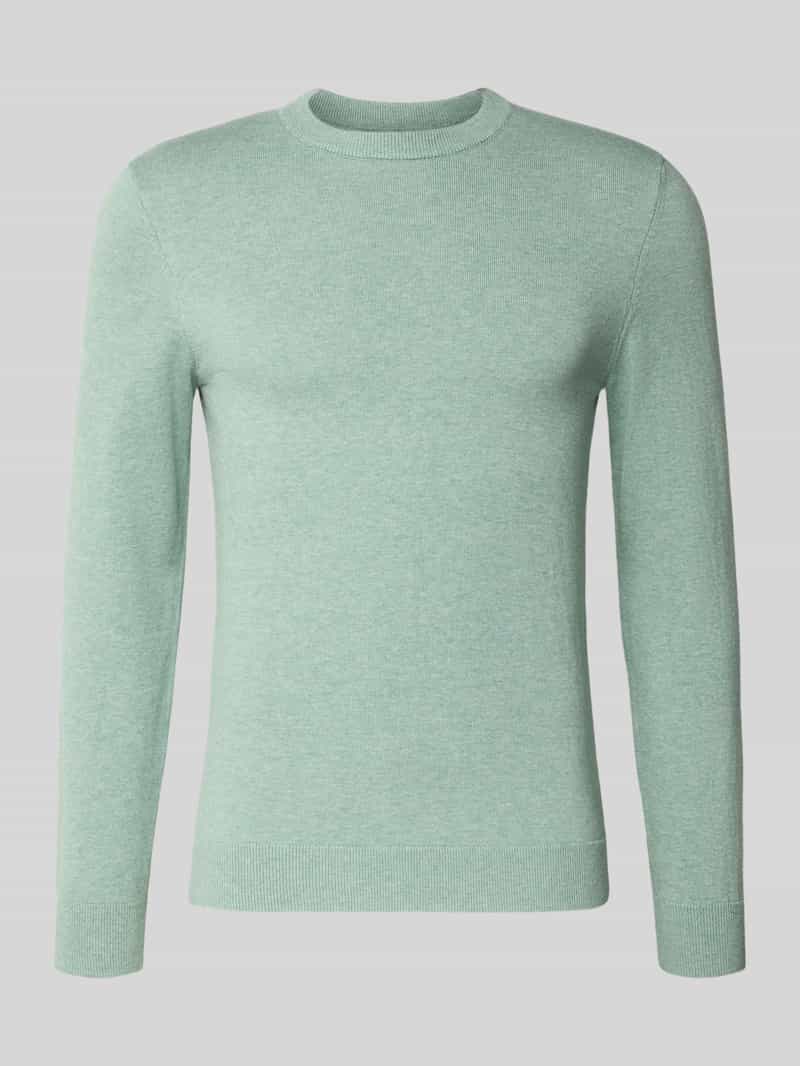 Sweter z dzianiny z mieszanki bawełny i kaszmiru z okrągłym dekoltem