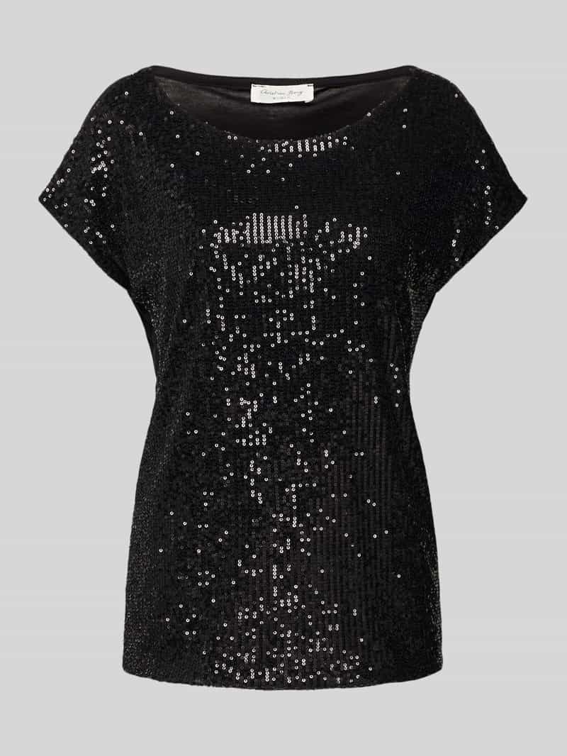 T-shirt z cekinowym obszyciem