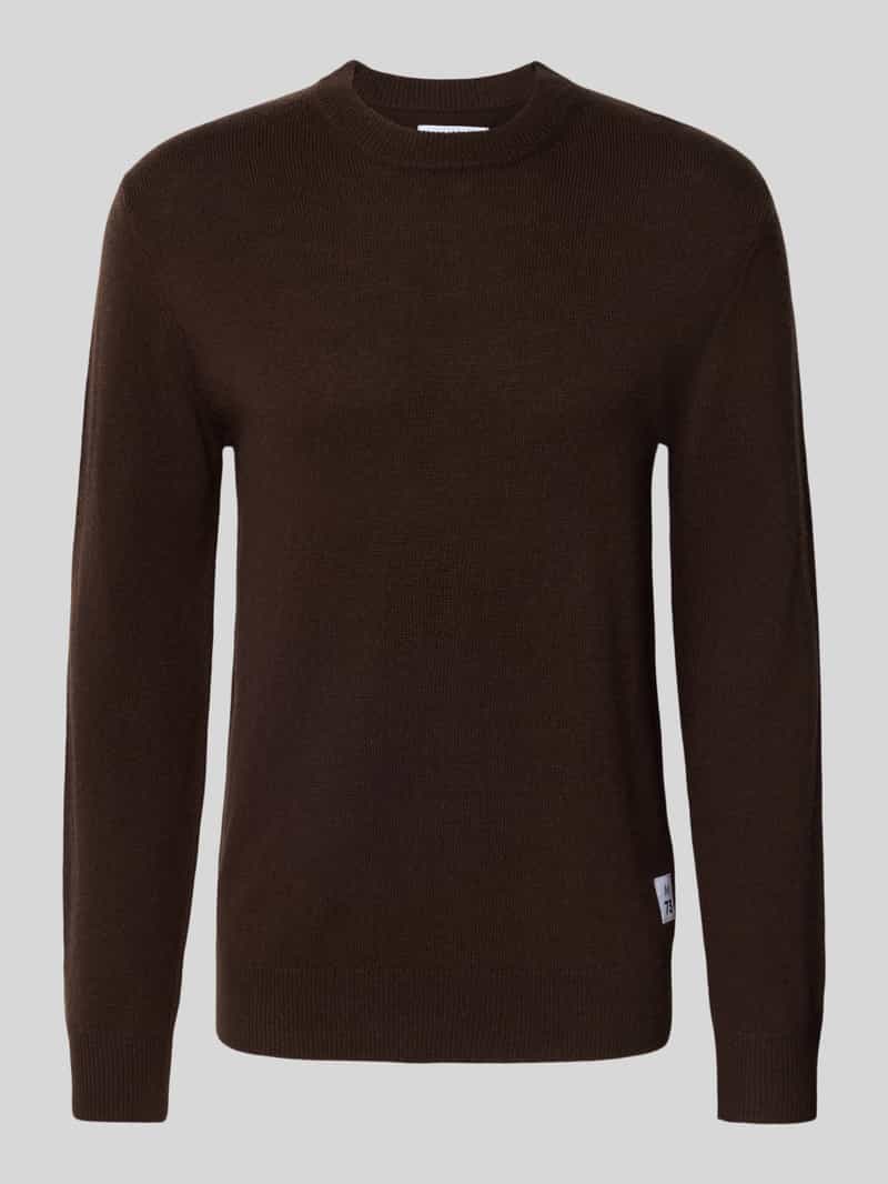 Sweter z dzianiny z wełny jagnięcej z okrągłym dekoltem