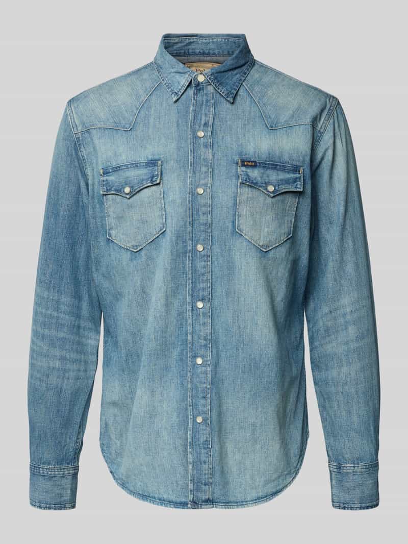 Koszula casualowa z imitacji denimu