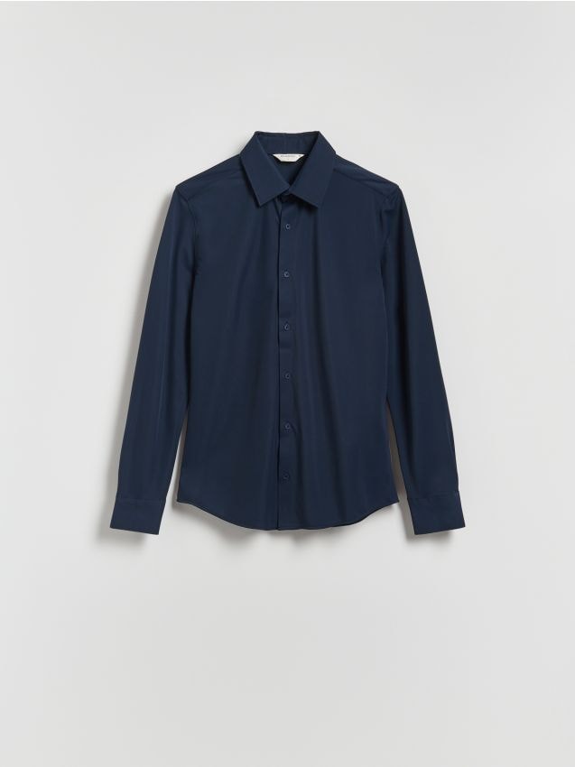 Reserved - Gładka koszula super slim fit - granatowy
