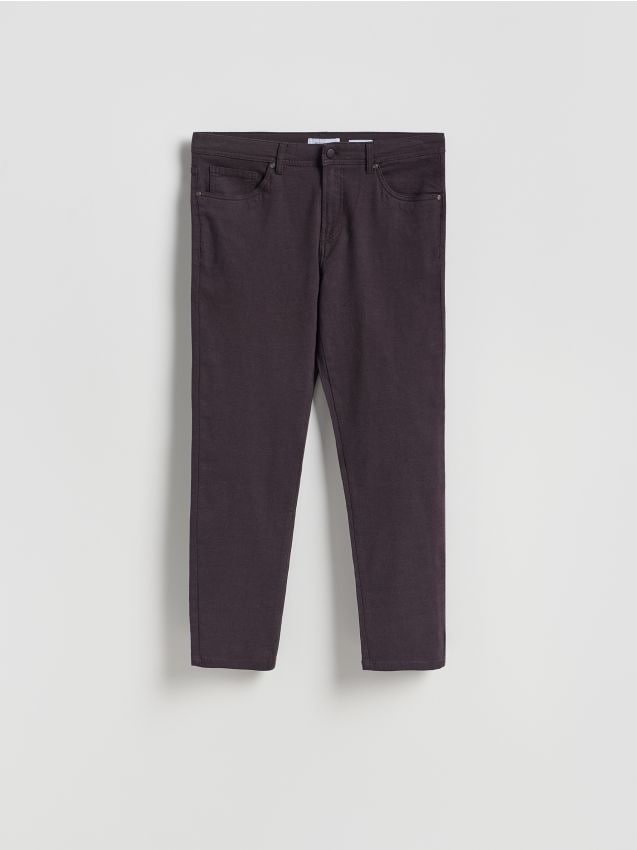 Reserved - Bawełniane spodnie slim fit - mahoniowy