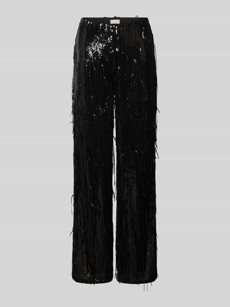 Spodnie materiałowe z cekinowym obszyciem