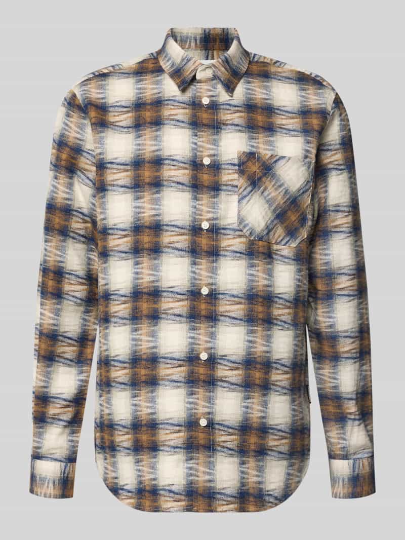 Koszula casualowa o kroju relaxed fit z mieszanki bawełny ekologicznej i lnu model ‘FAALIN’