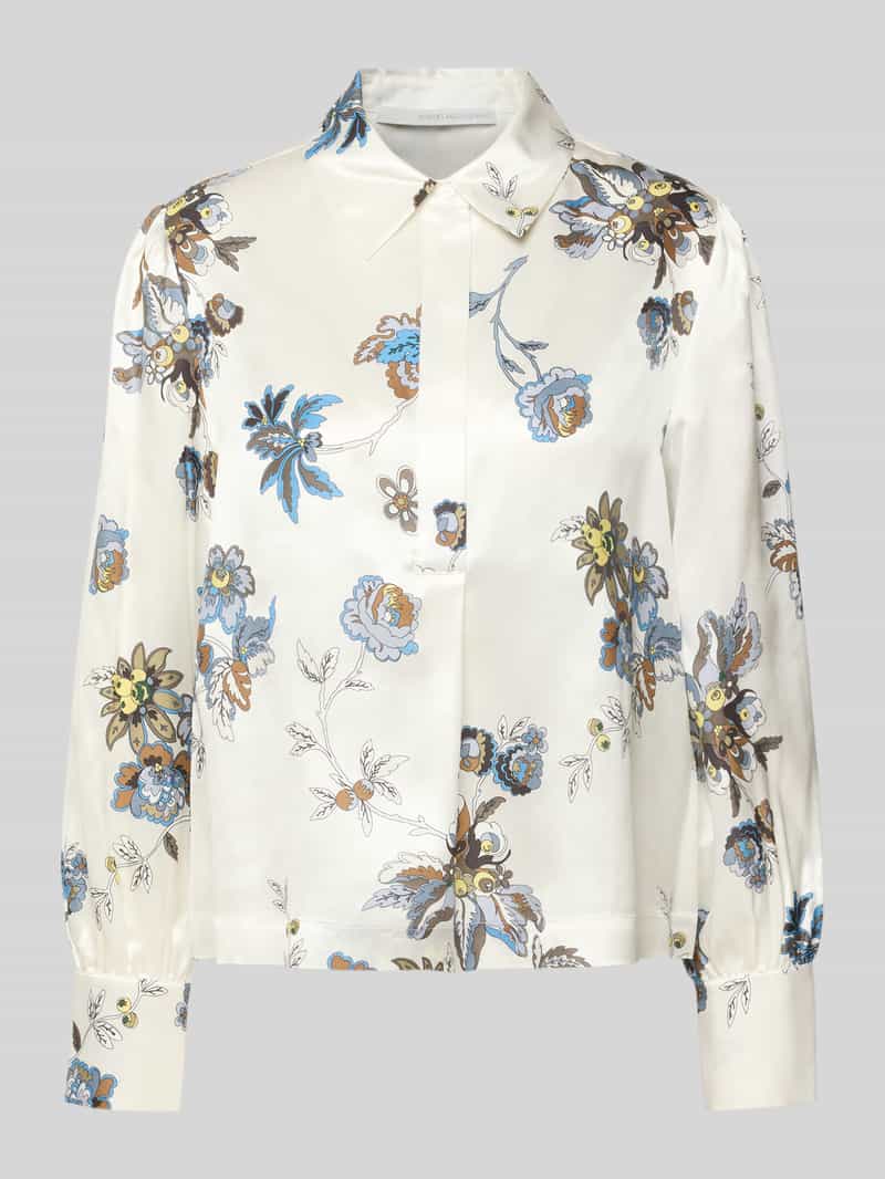 Bluzka z jedwabiu z kwiatowym nadrukiem na całej powierzchni model ‘Marina’