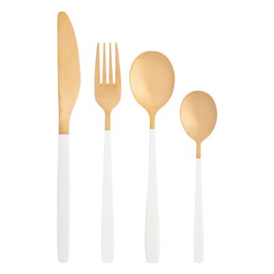 Komplet sztućców Noble Gold white 24 elementy w pudełku folk