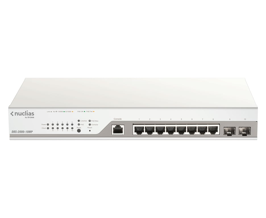D-Link DBS-2000-10MP/E łącza sieciowe Zarządzany L2 Gigabit Ethernet (10/100/1000) Obsługa PoE Szary