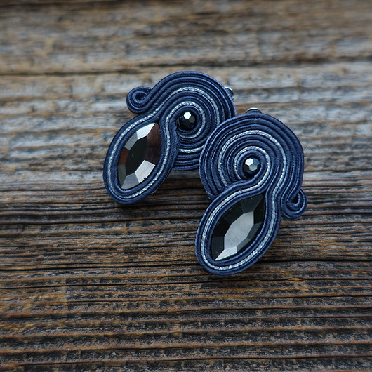 Granatowo- szare klipsy sutasz