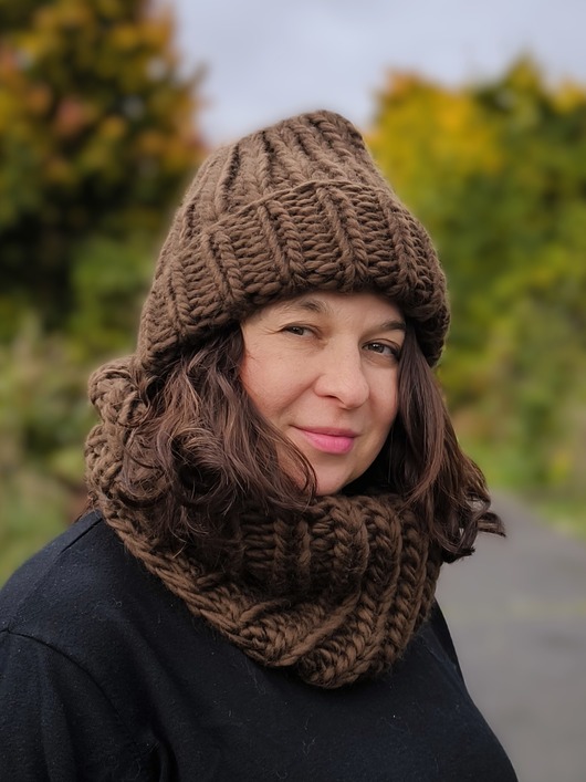 Komplet zimowy czapka i komin Peruvian WOOLY czekolada