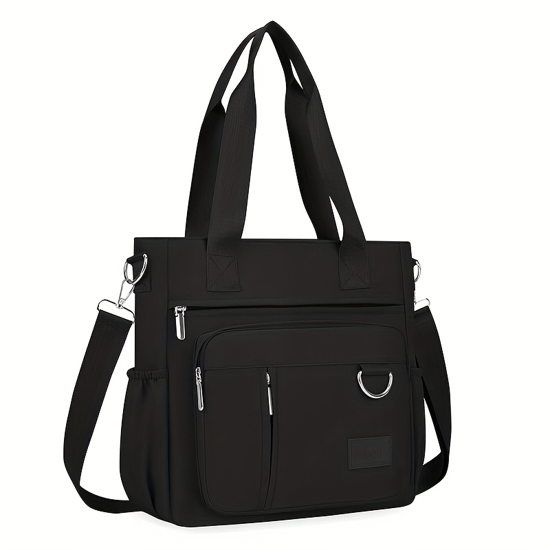 TEMU Elegancka Casual, Szykowna Torba Tote z Tkaniny Oxford dla Kobiet - Wszechstronna Torba na Ramię i do Ręki z Zamkiem Błyskawicznym, Podszewka z