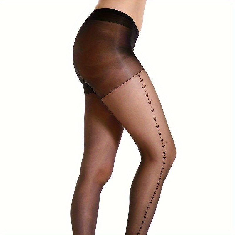 TEMU 1 Para Damskich Ultra-Cienkich Czarnych Rajstop - Bezszwowe Modelujące Rajstopy z Wzorem , Półprzezroczyste na Codzień i Imprezę, Gładka