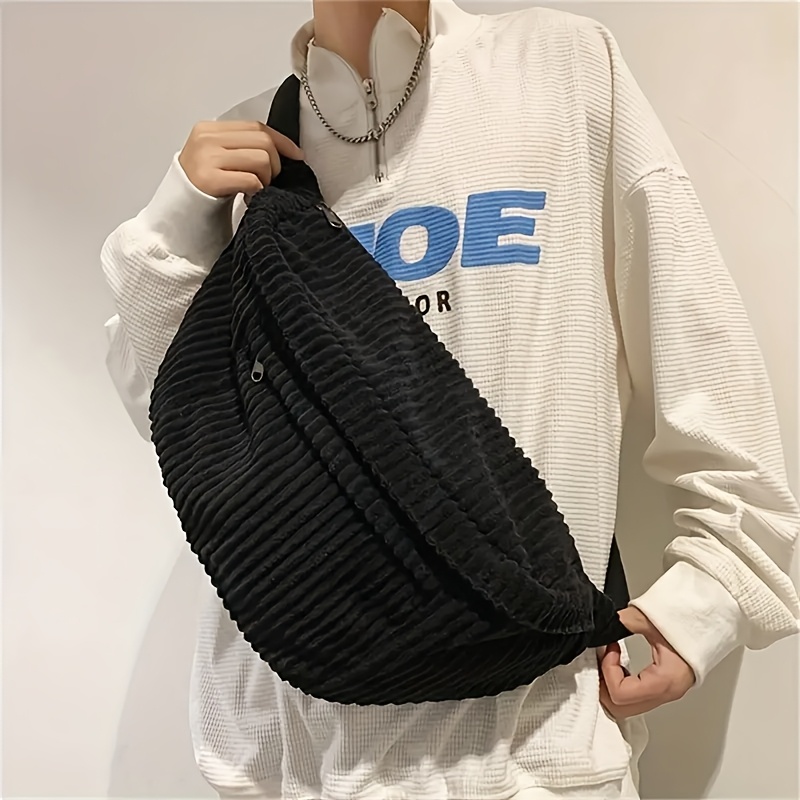 TEMU 1 szt. Damska torebka na ramię z sztruksu, duża torba na klatkę piersiową z regulowanym paskiem, jednolity , zapięcie na zamek błyskawiczny,