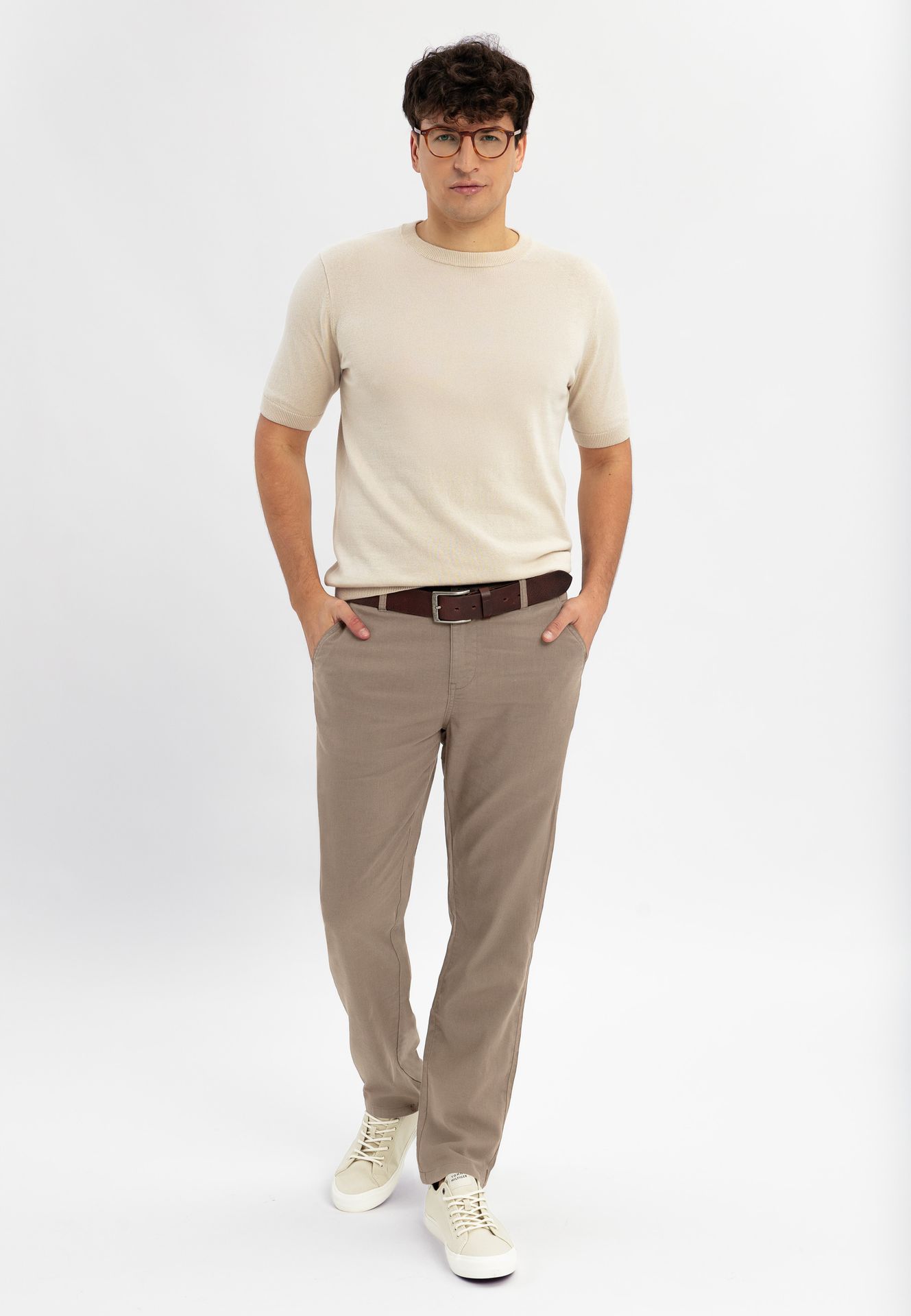 Materiałowe spodnie R-MARSHALL