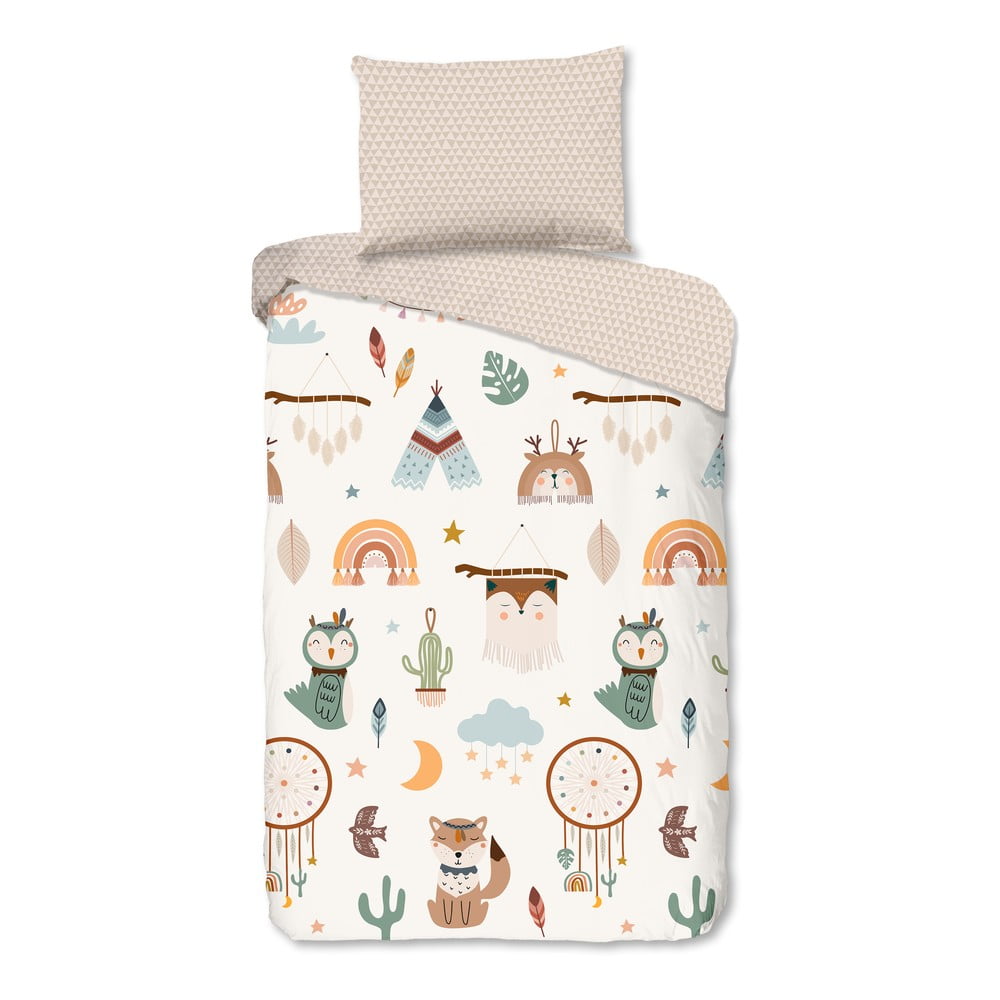 Beżowa bawełniana pościel dziecięca jednoosobowa 140x200 cm Remi – Good Morning