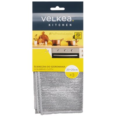 Ściereczka VELKEA 75226 20 x 20 cm Srebrny (3 sztuki)